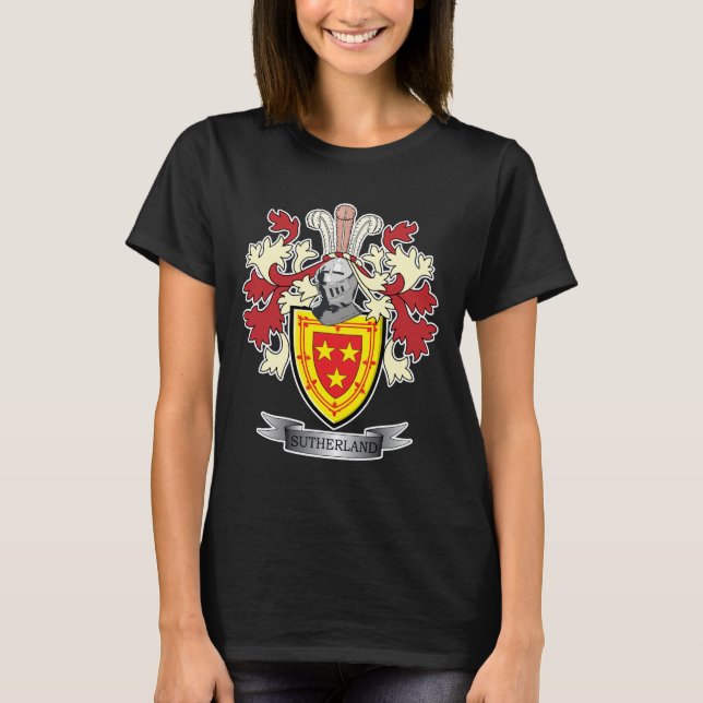 Sutherland-Familienwappen-Wappen T-Shirt (Vorderseite)