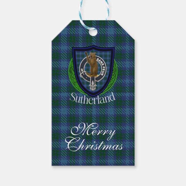 Sutherland Scottish Clan Tartan & Crest Geschenkanhänger (Vorderseite)