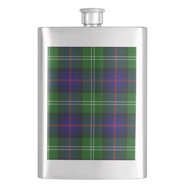 Sutherland Tartan Blau kariert Flachmann (Vorderseite)