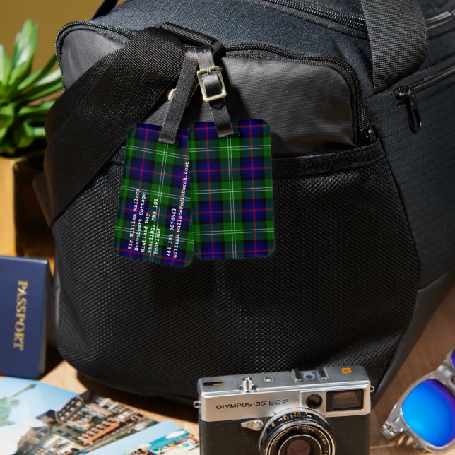 Sutherland Tartan Blau kariert Gepäckanhänger (Vorderseite & Rückseite)