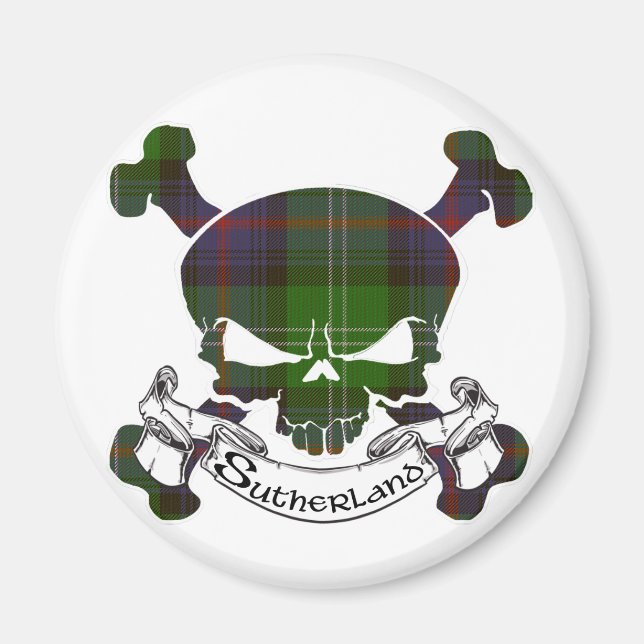 Sutherland Tartan Skull Magnet (Vorne)
