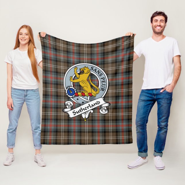 Sutherland Weathered Clan Abzeichen Tartan Kariert Fleecedecke (Beispiel)