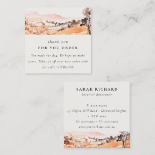 Sutle Blush Orange Aquarell Berg Danke Quadratische Visitenkarte