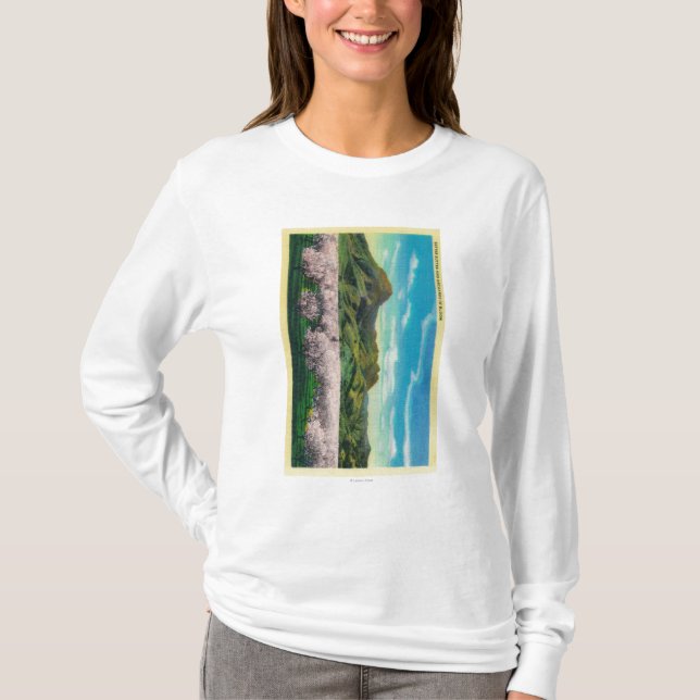 Sutter Buttes und Obstgärten in der Blüte T-Shirt (Vorderseite)