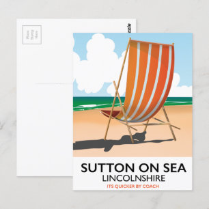 Sutton on Sea Seaside Reiseplakat. Postkarte