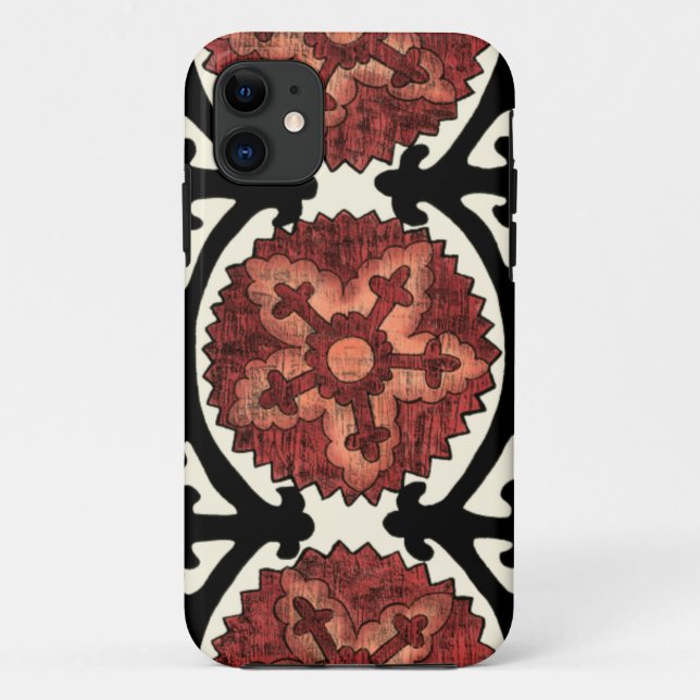 Suzani Art-dekoratives Blumenmuster Case-Mate iPhone Hülle (Rückseite)