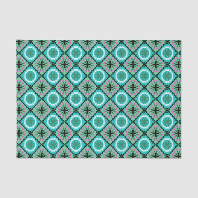 Suzani Muster mit Usbek-und Kasache-Motiven Seidenpapier (Vorderseite)