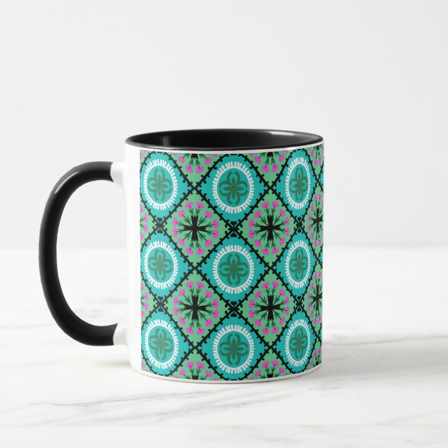 Suzani Muster mit Usbek-und Kasache-Motiven Tasse (Links)