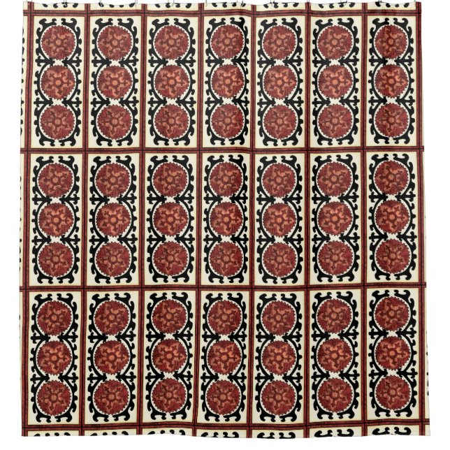 Suzani Style Decoration Blumenmuster Duschvorhang (Vorderseite)