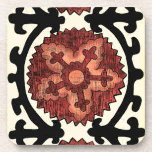 Suzani Style Decoration Blumenmuster Getränkeuntersetzer