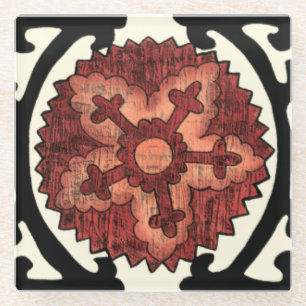 Suzani Style Decoration Blumenmuster Glasuntersetzer
