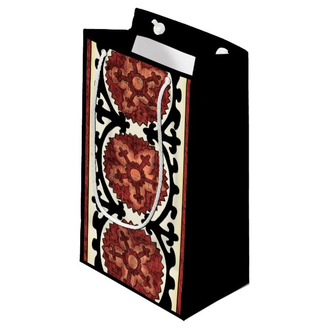 Suzani Style Decoration Blumenmuster Kleine Geschenktüte (Vorderseite Schrägansicht)