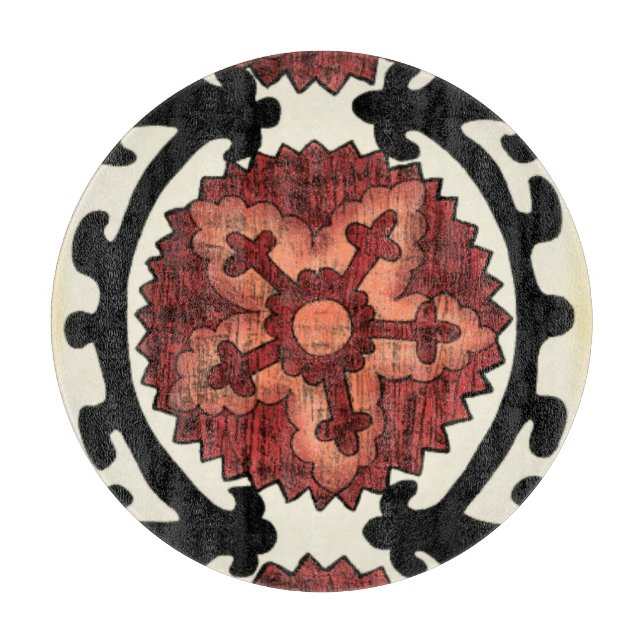 Suzani Style Decoration Blumenmuster Schneidebrett (Vorderseite)