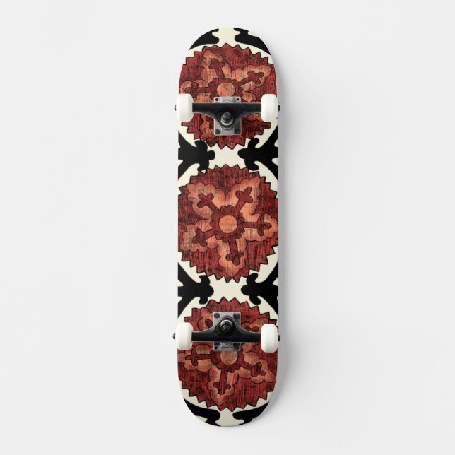 Suzani Style Decoration Blumenmuster Skateboard (Vorderseite)