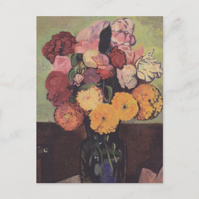 Suzanne Valadon Blume Vase am runden Tisch Postkarte (Vorderseite)