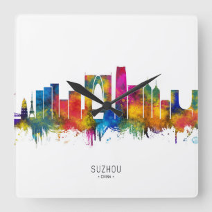 Suzhou China Skyline Quadratische Wanduhr