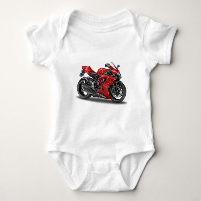 suzuki GSX-R600 Rot-Fahrrad Baby Strampler (Vorderseite)