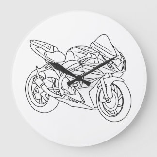 Suzuki GSX-R Line art Große Wanduhr