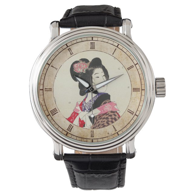 Suzuki Kason Sakura japanisch Dame Art Armbanduhr (Vorderseite)