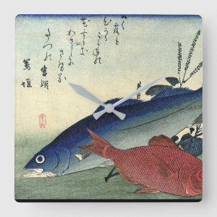 Suzuki & Kimmedai - Japanischer Fisch aus Hiroshig Quadratische Wanduhr