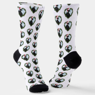 Svart Hona Hühner-Weihnachtskranz Socken