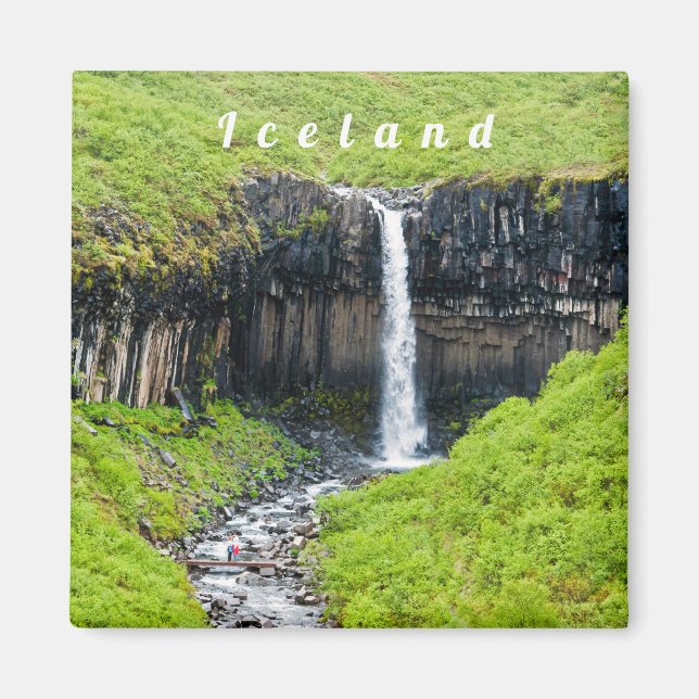 Svartifoss Wasserfall im Skaftafell - Island Magnet (Vorne)