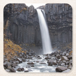 Svartifoss Wasserfall in Island-Untersetzer Rechteckiger Pappuntersetzer