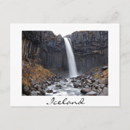 Svartifoss Wasserfall in Island, weiße Postkarte