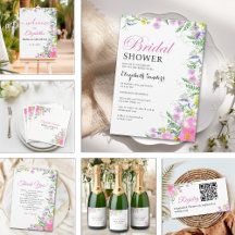 Bridal shower with wildflowers Pink Color
