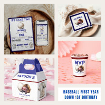 Baseball First Year Down 1st Birthday Party 