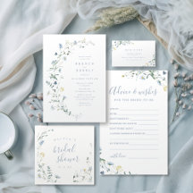 Elegant Dusty Blue Wildflower Boho Bridal Shower