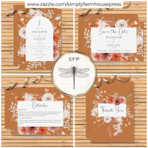 Boho Burnt Orange Floral Arch Monogram Rust