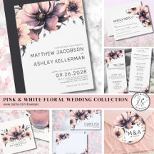 Modern Bohemian Watercolor Pink Floral Wedding