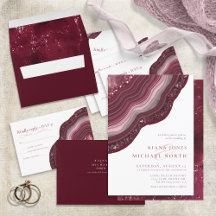 Agate Geode Glitter Wedding Burgundy