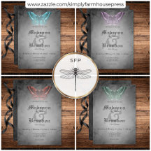 Dark Gothic Black Watercolor Moth Wedding