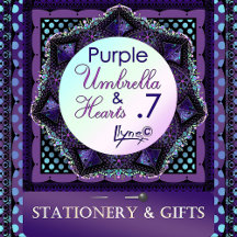 Purple umbrella & hearts.7 stationery & gifts