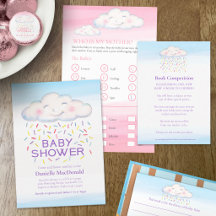 Baby shower cloud candy sprinkle whimsy watercolor