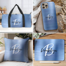 Personalized Blue Brushed Metal Monogram Gifts