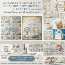 Vintage Hot Air Balloon & Car Boy Baby Shower