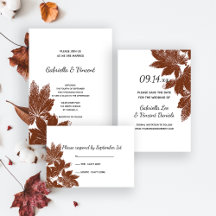 Brown Fall Leaf Stamp Wedding