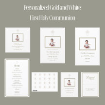 Personalized Gold and White First Holy Communion