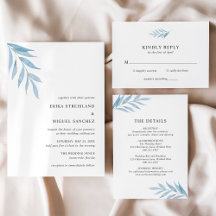 Rustic Dusty Blue Botanical Elegant Wedding