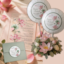 Elegant Watercolor Lotus Flower Baby Shower Suite