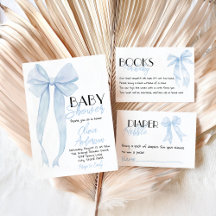 Blue Bow Hand Written Baby Shower Suite