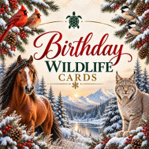Winter Birthday Wildlife Greeting Cards