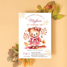 Cute teddy bear baby girl in fall