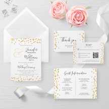 Elegant Gold + White Glitter Confetti Script   
