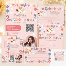 Whimsical floral pet sitter dog walker business