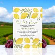 Lemon Olive branch Watercolor Bridal shower 