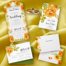 Orange watercolor cactus flowers floral wedding